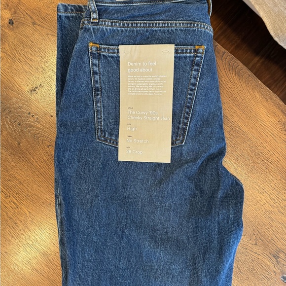 Everlane Curvy 90’s Cheeky High Rise Straight Dark Jeans - Picture 2 of 4